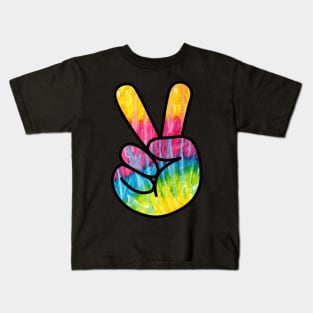 Psychedelic Peace Fingers Hand Sign Kids T-Shirt